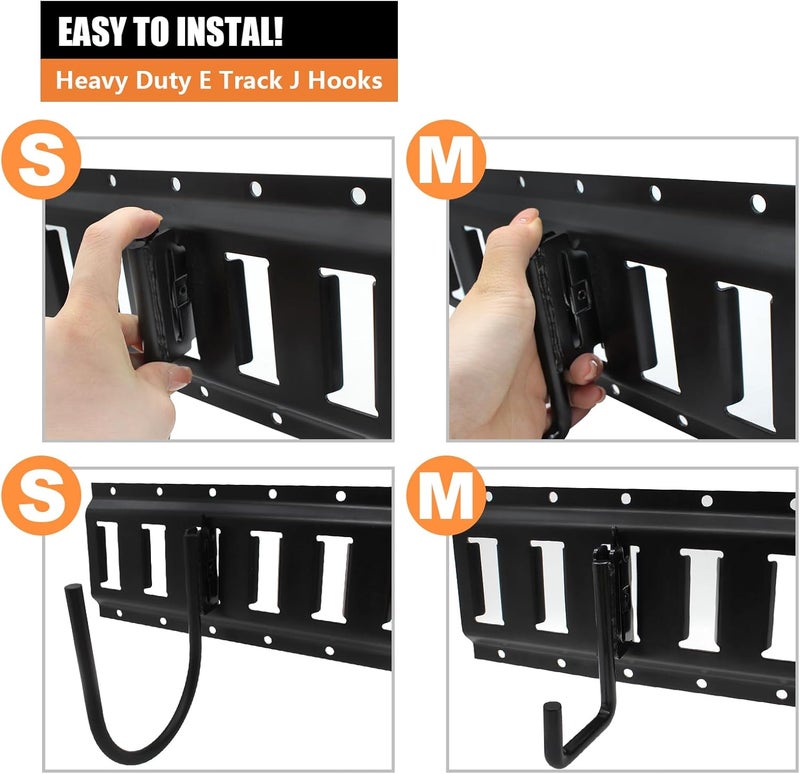 SALUINOKI 12 Pack E-Track J Hooks Heavy Duty Black, E-Track Hangers, E Track Accessories for Enclosed Trailer, Semi Truck Trailer, Cargo Van - Image 3
